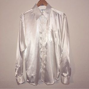 Enrico Rossini Tailored White Silky Dress Shirt Size Medium 15-15.5/34-35